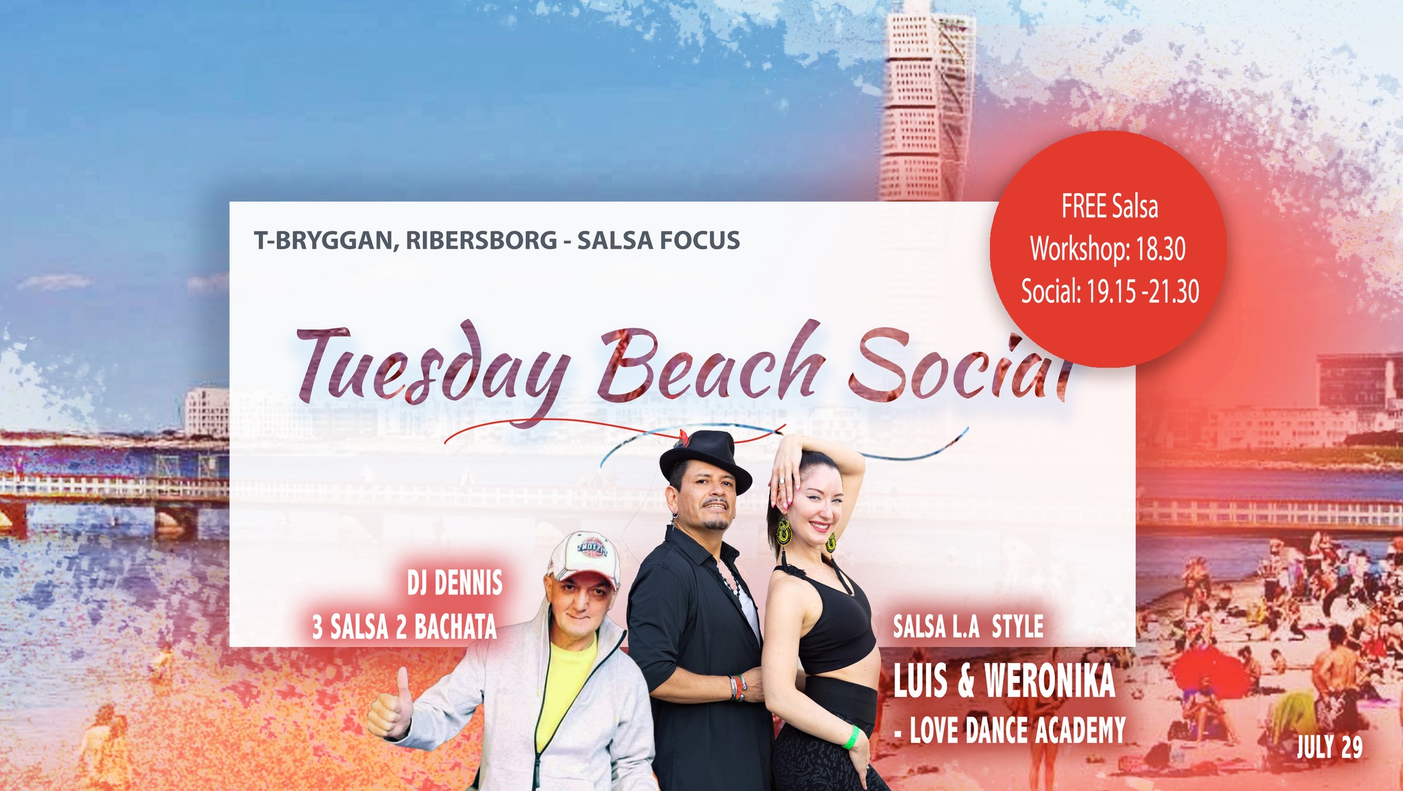 29 juli Tuesday Beach Social T bryggan
