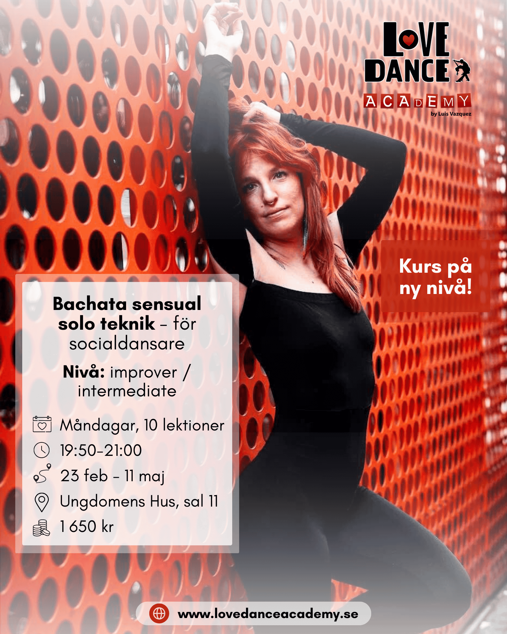 Bachata solo kurs VT 2026 Instagram inlägg 1080 x 1350 px